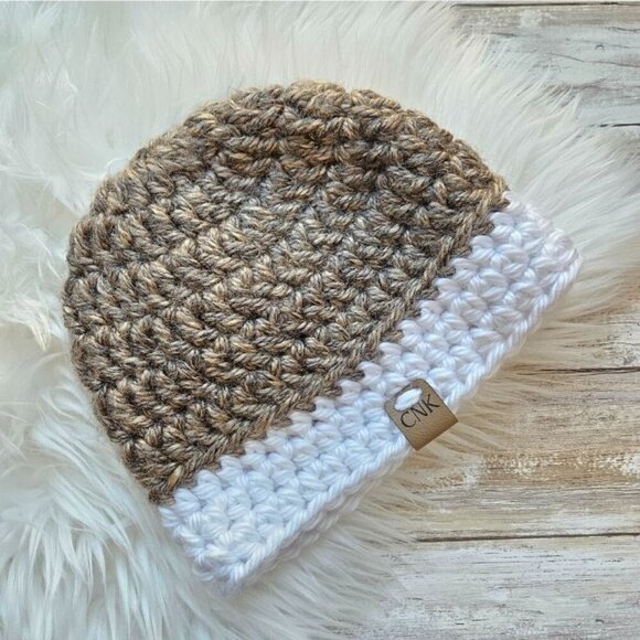 Classic Chunky Knit Hat from Cotton N Kandi on Etsy- 20" Kids- Grizzly Brown - Picture 1 of 2